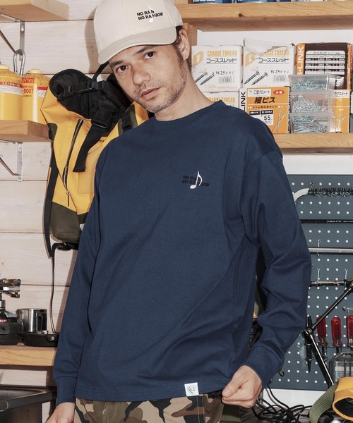 No Rain No Rainbow(ノーレインノーレインボー)の「mlt5616-USA cotton long sleeve T-shirt ロングスリーブTシャツ(NR26S-24)(Tシャツ/カットソー・メンズ・ネイビー/ホワイト/ブラック・S/XL/L/M)」の3枚目の写真