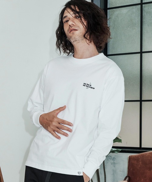 No Rain No Rainbow(ノーレインノーレインボー)の「mlt5616-USA cotton long sleeve T-shirt ロングスリーブTシャツ(NR26S-24)(Tシャツ/カットソー・メンズ・ネイビー/ホワイト/ブラック・S/XL/L/M)」の1枚目の写真