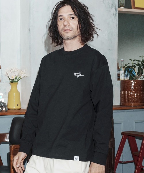 No Rain No Rainbow(ノーレインノーレインボー)の「mlt5616-USA cotton long sleeve T-shirt ロングスリーブTシャツ(NR26S-24)(Tシャツ/カットソー・メンズ・ネイビー/ホワイト/ブラック・S/XL/L/M)」の2枚目の写真