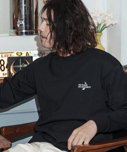 No Rain No Rainbow(ノーレインノーレインボー)の「mlt5616-USA cotton long sleeve T-shirt ロングスリーブTシャツ(NR26S-24)(Tシャツ/カットソー・メンズ・ネイビー/ホワイト/ブラック・S/XL/L/M)」の8枚目の写真