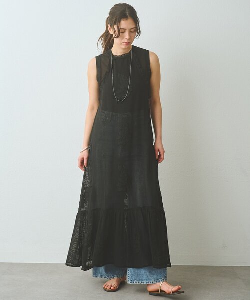 Whim Gazette(ウィムガゼット)の「メッシュレースワンピース(ワンピース・レディース・ブラック/ホワイト系その他・FREE)」の2枚目の写真