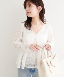 natural couture | メッシュレースペプラムブラウス(シャツ/ブラウス)