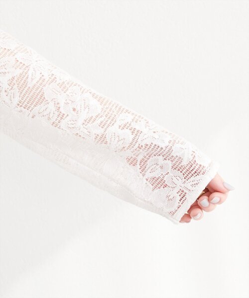 natural couture（ナチュラルクチュール）の「メッシュレースペプラムブラウス（シャツ/ブラウス・レディース・ブラック/ピンクベージュ/オフホワイト・FREE）」の15枚目の写真