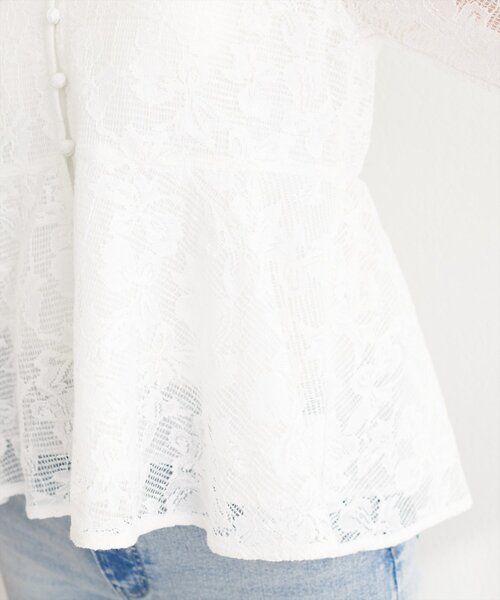 natural couture（ナチュラルクチュール）の「メッシュレースペプラムブラウス（シャツ/ブラウス・レディース・ブラック/ピンクベージュ/オフホワイト・FREE）」の16枚目の写真