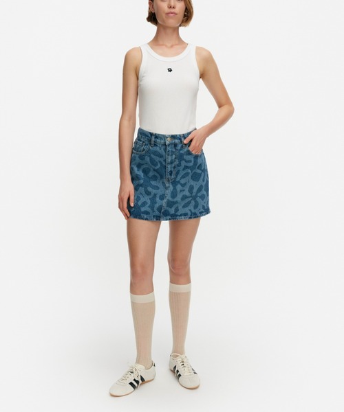 marimekko(マリメッコ)の「【オンラインストア限定】【Maridenim】Ruudut Kukka / Skirt(スカート・レディース・ネイビー・34/36/38/40)」の1枚目の写真