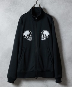 RUSSELUNO スカル刺繍 トラックジャケット ダブルジップ　1 SCHOOL OF VISUAL COMEDY PRINTED JERSEY STAND TRACK JACKET / スカル