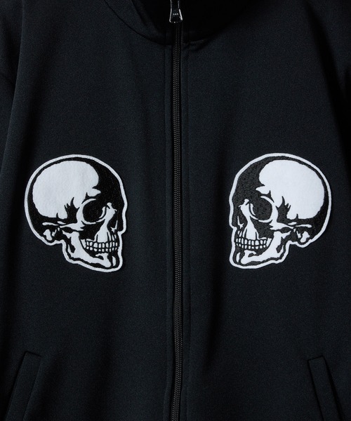 美品 ラグビー ラルフローレン スカル モッズコート L ブラック ワッペン 黒 2P SKULL WAPPEN JERSEY STAND TRACK JACKET / スカルモチーフ