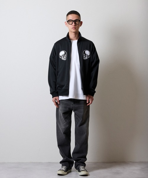 2P SKULL WAPPEN JERSEY STAND TRACK JACKET / スカルモチーフ