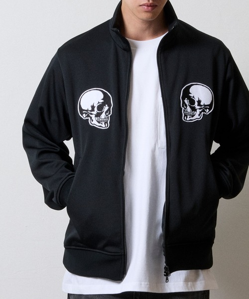 2P SKULL WAPPEN JERSEY STAND TRACK JACKET / スカルモチーフ
