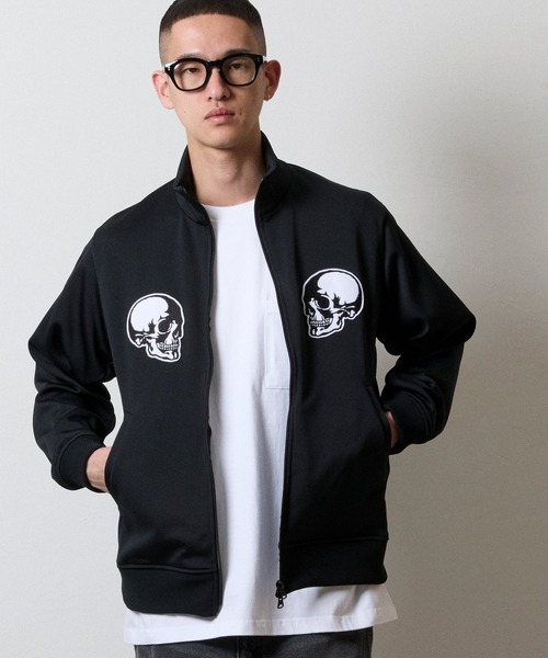 2P SKULL WAPPEN JERSEY STAND TRACK JACKET / スカルモチーフ