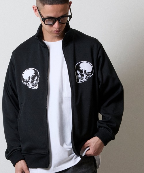 2P SKULL WAPPEN JERSEY STAND TRACK JACKET / スカルモチーフ
