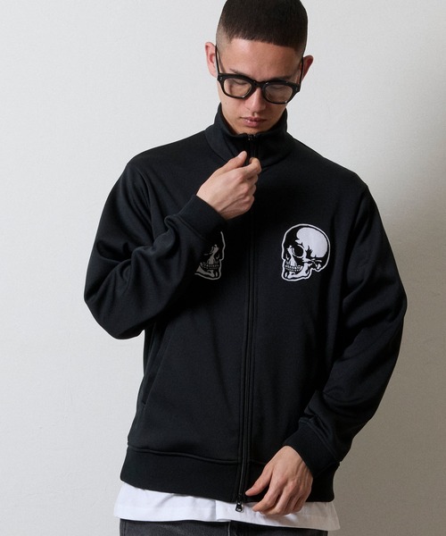 2P SKULL WAPPEN JERSEY STAND TRACK JACKET / スカルモチーフ