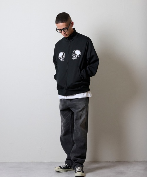 2P SKULL WAPPEN JERSEY STAND TRACK JACKET / スカルモチーフ