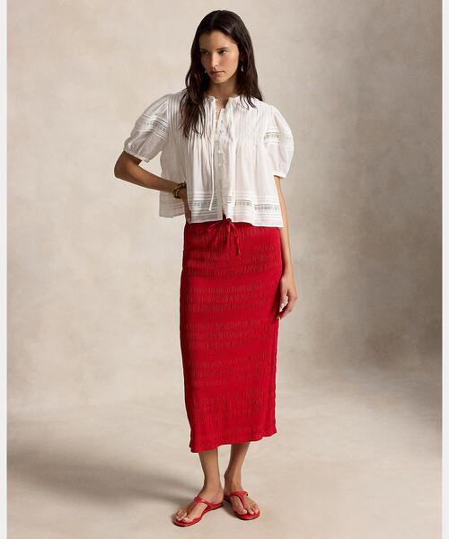 POLO RALPH LAUREN(ポロ ラルフ ローレン)の「レーストリム コットン ボイル トップ(シャツ/ブラウス・レディース・ホワイト・L/XS/XXS/S/M)」の2枚目の写真