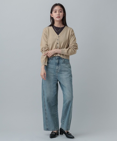 GLOBAL WORK（グローバルワーク）の「MATINEE LINE/レヴィータショートVネックカーディガン/646679（カーディガン/ボレロ・レディース・ベージュ/ネイビー/グレー・LARGE/MEDIUM）」の10枚目の写真