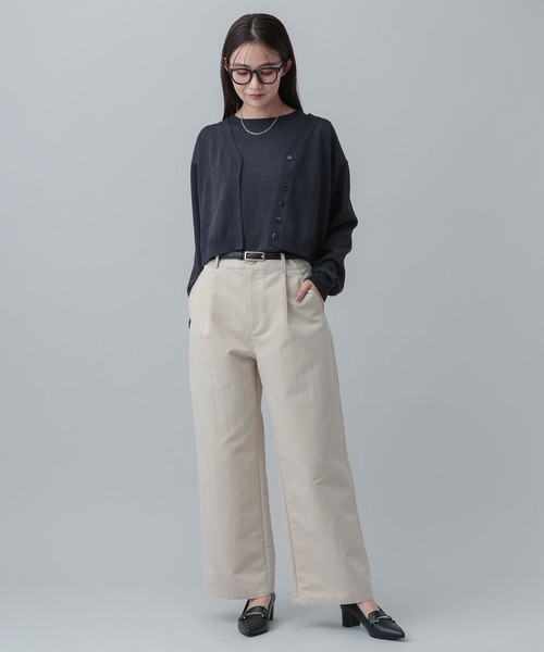 GLOBAL WORK（グローバルワーク）の「MATINEE LINE/レヴィータショートVネックカーディガン/646679（カーディガン/ボレロ・レディース・ベージュ/ネイビー/グレー・LARGE/MEDIUM）」の15枚目の写真