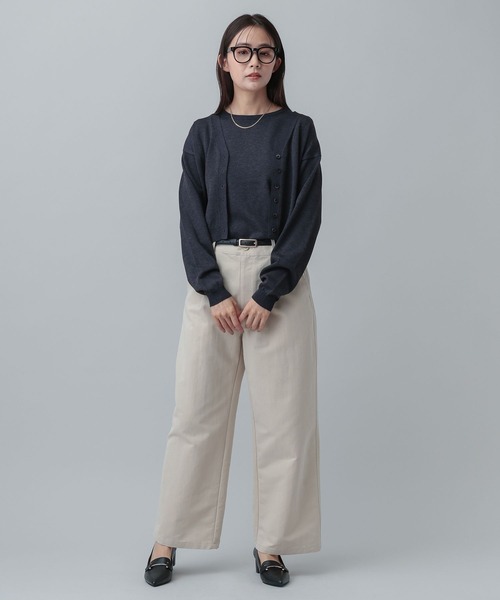 GLOBAL WORK（グローバルワーク）の「MATINEE LINE/レヴィータショートVネックカーディガン/646679（カーディガン/ボレロ・レディース・ベージュ/ネイビー/グレー・LARGE/MEDIUM）」の16枚目の写真