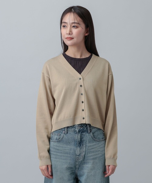 GLOBAL WORK（グローバルワーク）の「MATINEE LINE/レヴィータショートVネックカーディガン/646679（カーディガン/ボレロ・レディース・ベージュ/ネイビー/グレー・LARGE/MEDIUM）」の20枚目の写真