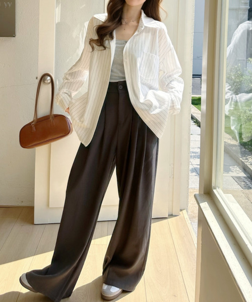Ada.(エイダ)の「オーバーサイズ ストライプ シンプル シャツ ブラウス(シャツ/ブラウス・レディース・ピンク/ベージュ/ブルー/ホワイト・FREE)」の13枚目の写真