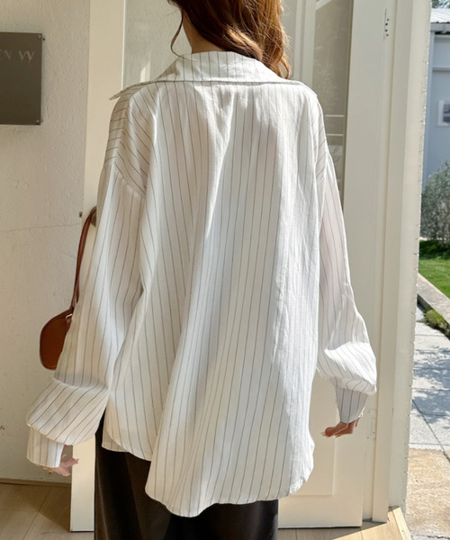 Ada.(エイダ)の「オーバーサイズ ストライプ シンプル シャツ ブラウス(シャツ/ブラウス・レディース・ピンク/ベージュ/ブルー/ホワイト・FREE)」の15枚目の写真
