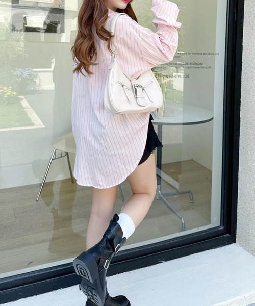 Ada.(エイダ)の「オーバーサイズ ストライプ シンプル シャツ ブラウス(シャツ/ブラウス・レディース・ピンク/ベージュ/ブルー/ホワイト・FREE)」の17枚目の写真