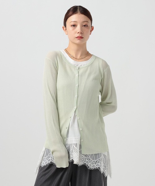 BAYFLOW(ベイフロー)の「レースヘムノースリーブ(Tシャツ/カットソー・レディース・ブラック/ホワイト・FREE)」の1枚目の写真