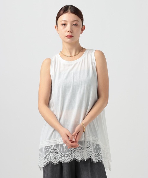 BAYFLOW(ベイフロー)の「レースヘムノースリーブ(Tシャツ/カットソー・レディース・ブラック/ホワイト・FREE)」の8枚目の写真