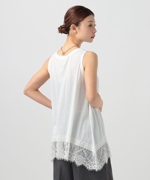 BAYFLOW(ベイフロー)の「レースヘムノースリーブ(Tシャツ/カットソー・レディース・ブラック/ホワイト・FREE)」の9枚目の写真