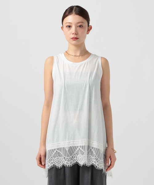 BAYFLOW(ベイフロー)の「レースヘムノースリーブ(Tシャツ/カットソー・レディース・ブラック/ホワイト・FREE)」の10枚目の写真