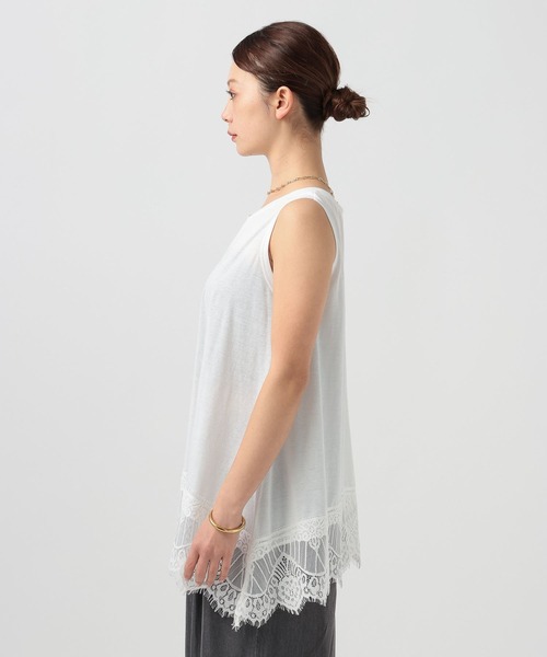 BAYFLOW(ベイフロー)の「レースヘムノースリーブ(Tシャツ/カットソー・レディース・ブラック/ホワイト・FREE)」の11枚目の写真