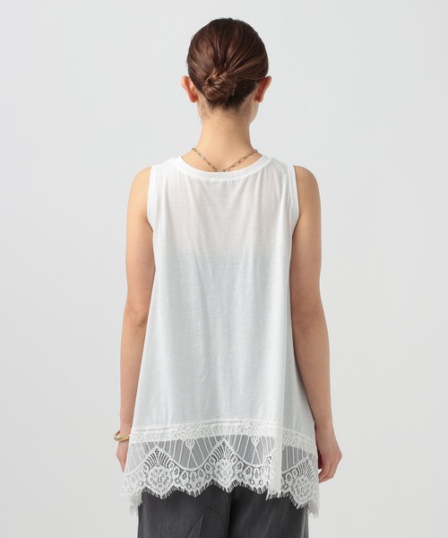 BAYFLOW(ベイフロー)の「レースヘムノースリーブ(Tシャツ/カットソー・レディース・ブラック/ホワイト・FREE)」の12枚目の写真