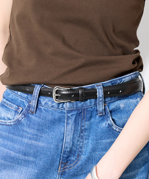 SLOBE IENA(スローブイエナ)の「SLOBE シルバーバックルステッチベルト(ベルト・レディース・ベージュ系その他/ブラック・FREE)」の14枚目の写真