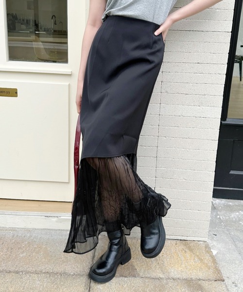 Ada.(エイダ)の「裾プリーツ ドッキング アシンメトリー レイヤード スカート(スカート・レディース・グレー/アイボリー/ブラック・M/S)」の10枚目の写真