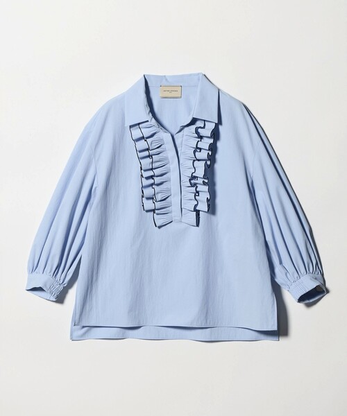 UNITED ARROWS（ユナイテッドアローズ）の「メロー フリル スキッパー パフ ブラウス ‐防しわ 吸水速乾 UVカット 遮熱性 接触冷感 ウォッシャブル‐（シャツ/ブラウス・レディース・ホワイト/ライトブルー/ネイビー・FREE）」の14枚目の写真