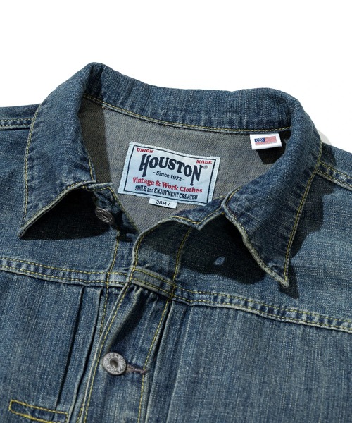 HOUSTON(ヒューストン)の「HOUSTON/ヒューストン US/C DENIM SHIRT TRACK JACKET(デニムジャケット・メンズ・インディゴブルー/ダークインディゴブルー・MEDIUM/LARGE/X-LARGE)」の3枚目の写真