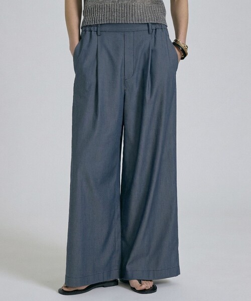 qualite(カリテ)の「【接触冷感&セットアップ対応】ライトデニムパンツ/夏服/春服/オフィスカジュアル/きれいめ(その他パンツ・レディース・インディゴブルー/ベージュ・38/36/34)」の2枚目の写真