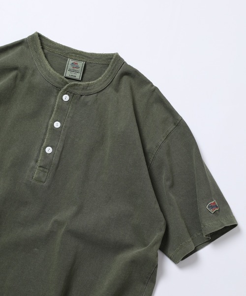JEMORGAN(ジェーイーモーガン)の「JEMORGAN 天竺ピグメントヘンリーネックT 半袖(Tシャツ/カットソー・メンズ・ブラック/ブラウン/オリーブ/パープル/ダークブルー/オフホワイト/サックスブルー/レッド/イエロー・S/M/XL/L)」の4枚目の写真