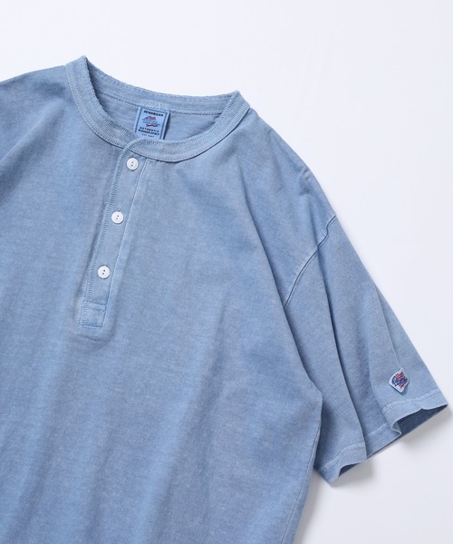 JEMORGAN(ジェーイーモーガン)の「JEMORGAN 天竺ピグメントヘンリーネックT 半袖(Tシャツ/カットソー・メンズ・ブラック/ブラウン/オリーブ/パープル/ダークブルー/オフホワイト/サックスブルー/レッド/イエロー・S/M/XL/L)」の5枚目の写真