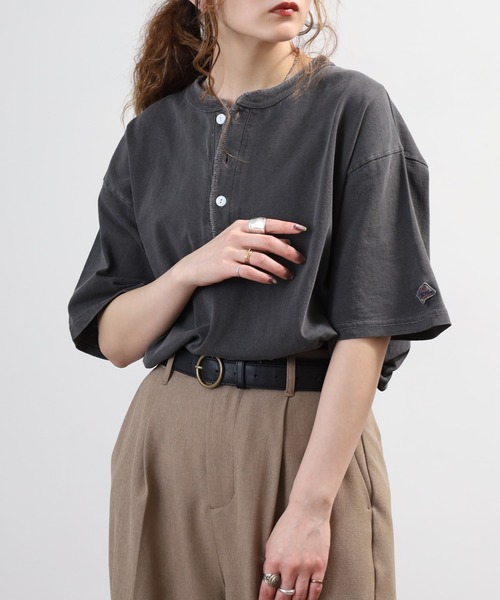 JEMORGAN(ジェーイーモーガン)の「JEMORGAN 天竺ピグメントヘンリーネックT 半袖(Tシャツ/カットソー・メンズ・ブラック/ブラウン/オリーブ/パープル/ダークブルー/オフホワイト/サックスブルー/レッド/イエロー・S/M/XL/L)」の11枚目の写真