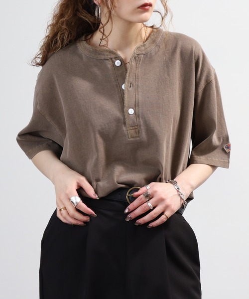 JEMORGAN(ジェーイーモーガン)の「JEMORGAN 天竺ピグメントヘンリーネックT 半袖(Tシャツ/カットソー・メンズ・ブラック/ブラウン/オリーブ/パープル/ダークブルー/オフホワイト/サックスブルー/レッド/イエロー・S/M/XL/L)」の16枚目の写真