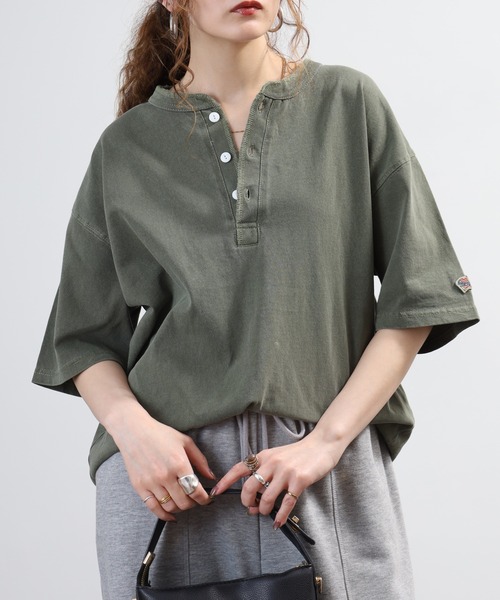 JEMORGAN(ジェーイーモーガン)の「JEMORGAN 天竺ピグメントヘンリーネックT 半袖(Tシャツ/カットソー・メンズ・ブラック/ブラウン/オリーブ/パープル/ダークブルー/オフホワイト/サックスブルー/レッド/イエロー・S/M/XL/L)」の21枚目の写真