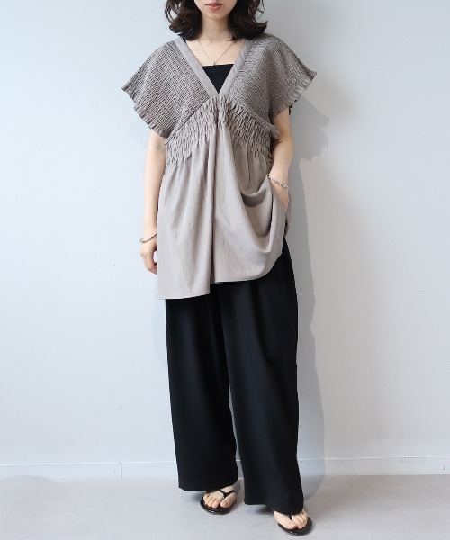 leswel(レスウェル)の「【M/L】リネンライクオックスタックワイドパンツ(その他パンツ・レディース・ダークブラウン/ブラック/オフホワイト・M/L)」の5枚目の写真