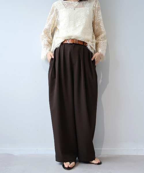 leswel(レスウェル)の「【M/L】リネンライクオックスタックワイドパンツ(その他パンツ・レディース・ダークブラウン/ブラック/オフホワイト・M/L)」の12枚目の写真