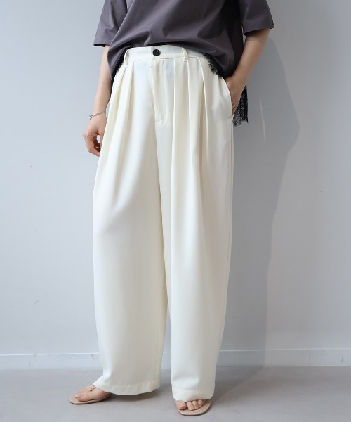 leswel(レスウェル)の「【M/L】リネンライクオックスタックワイドパンツ(その他パンツ・レディース・ダークブラウン/ブラック/オフホワイト・M/L)」の4枚目の写真