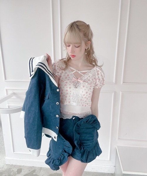 lilLilly(リルリリー)の「セーラーデニムジャケット(デニムジャケット・レディース・グレー/ブラック/インディゴブルー・FREE)」の18枚目の写真
