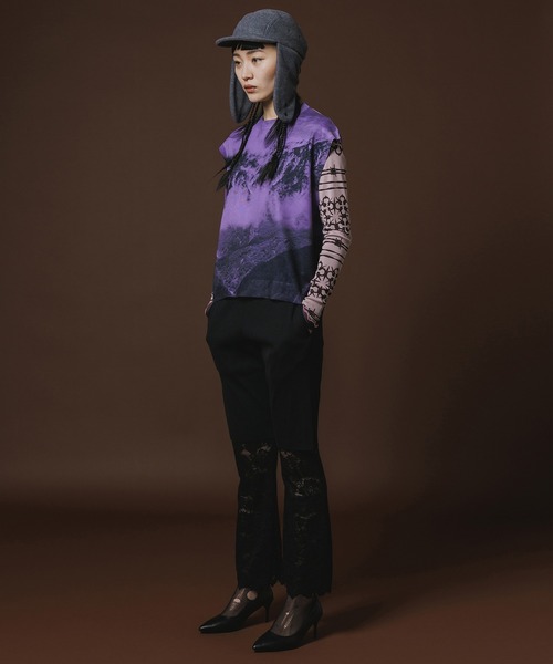 NON TOKYO(ノントーキョー)の「PRINT KNIT PULLOVER VEST(ニット/セーター・レディース・カラフル/パープル/カーキ・1/2)」の6枚目の写真