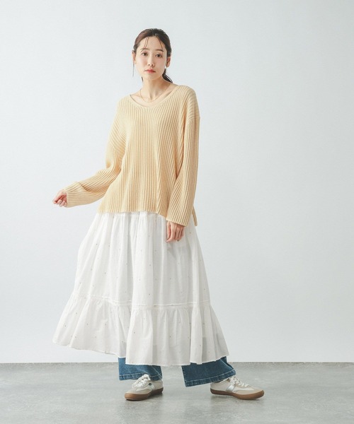 GLOBAL WORK（グローバルワーク）の「meets India/ティアード刺繍スカート/625306（スカート・レディース・ブラウン系/ホワイト系/ブラック系・SHORT/REGULAR）」の4枚目の写真