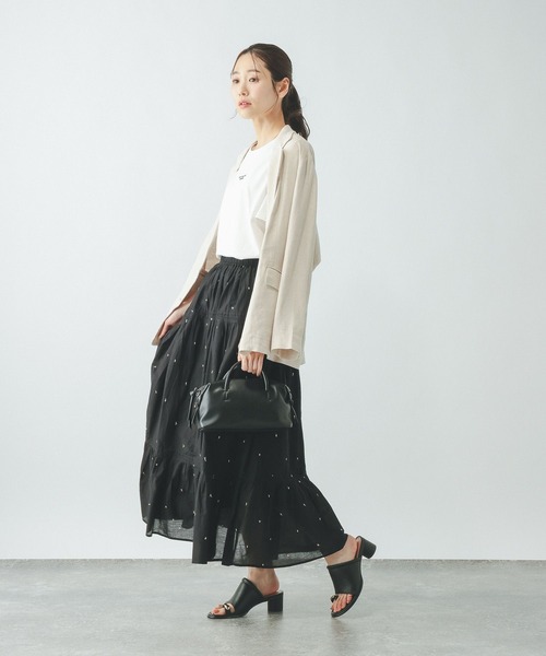 GLOBAL WORK（グローバルワーク）の「meets India/ティアード刺繍スカート/625306（スカート・レディース・ブラウン系/ホワイト系/ブラック系・SHORT/REGULAR）」の9枚目の写真