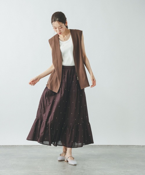 GLOBAL WORK（グローバルワーク）の「meets India/ティアード刺繍スカート/625306（スカート・レディース・ブラウン系/ホワイト系/ブラック系・SHORT/REGULAR）」の13枚目の写真