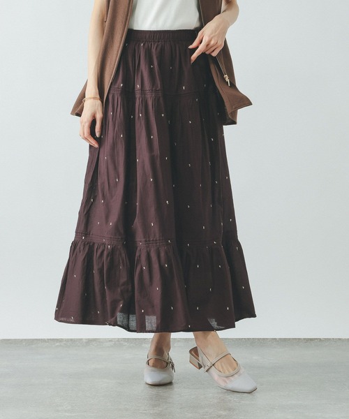 GLOBAL WORK（グローバルワーク）の「meets India/ティアード刺繍スカート/625306（スカート・レディース・ブラウン系/ホワイト系/ブラック系・SHORT/REGULAR）」の15枚目の写真